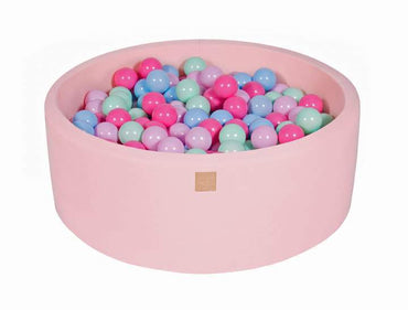 Ronde Ballenbak 200 ballen 90x30cm - Licht Roze met mint, babyblauw, licht roze en donker roze ballen